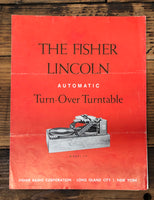 Fisher Model 70 Lincoln Automatic Turn-Over Turntable  Dealer Brochure *Orig*