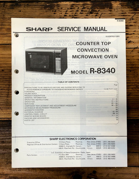 Sharp R-8340 Microwave  Service Manual *Original*