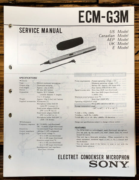 Sony ECM-G3M Microphone  Service Manual *Original*