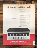 McIntosh C11 Preamp / Preamplifier  Owner / User Manual *Original*