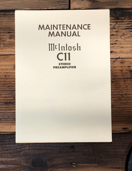 McIntosh C11 Preamp / Preamplifier  Service Manual *Original*