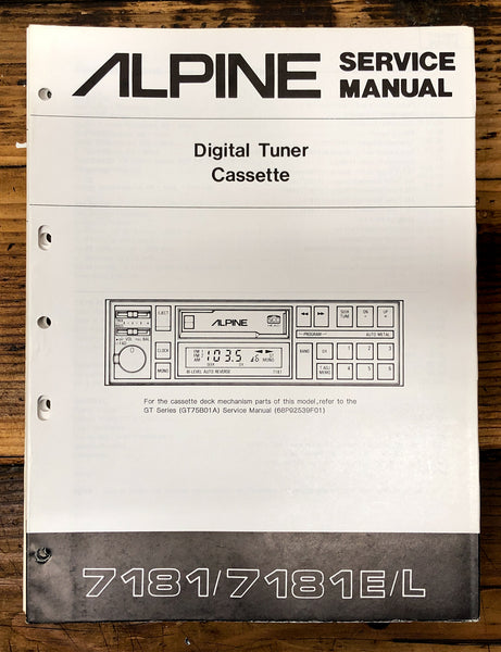 Alpine Model 7181 7181E 7181L Car Radio Cassette  Service Manual *Original*