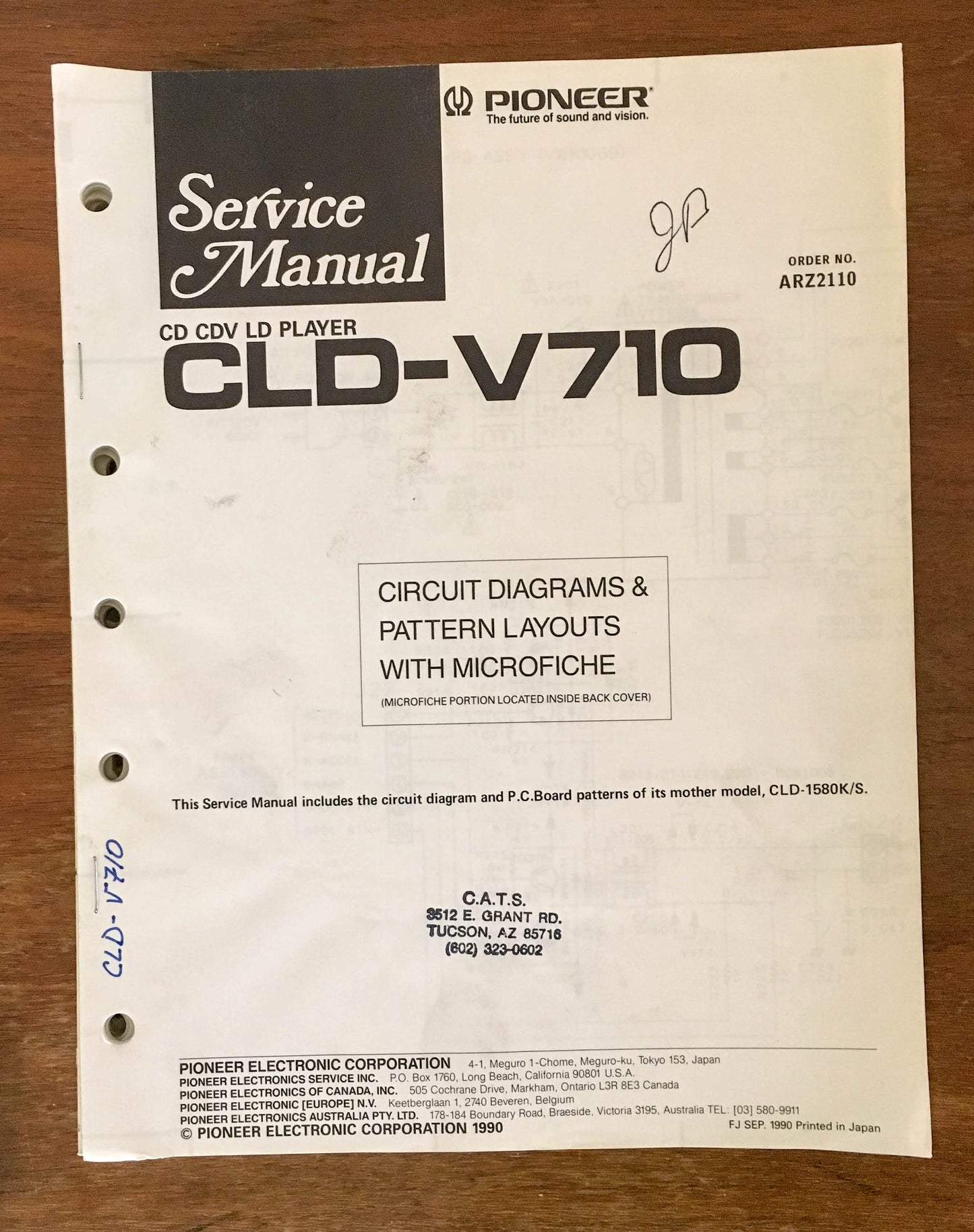 Pioneer CLD-V710 CD CDV LD Player  Service Manual *Original*