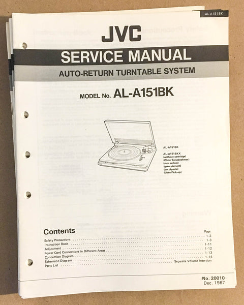 JVC AL-A151 BK Turntable / Record Player  Service Manual *Original*