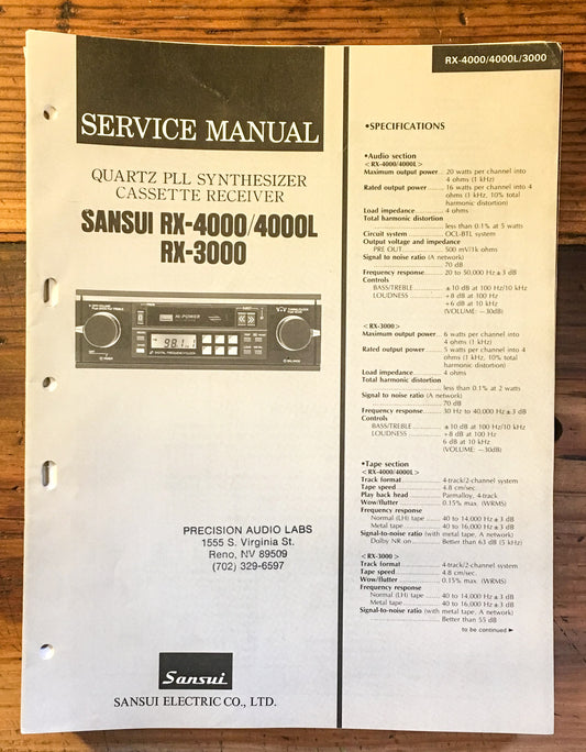 Sansui RX-3000 RX-4000 L Stereo Service Manual *Original*