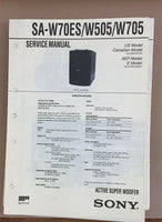 Sony  SA-W70ES W505 W705 Super Woofer Service Manual *Original*