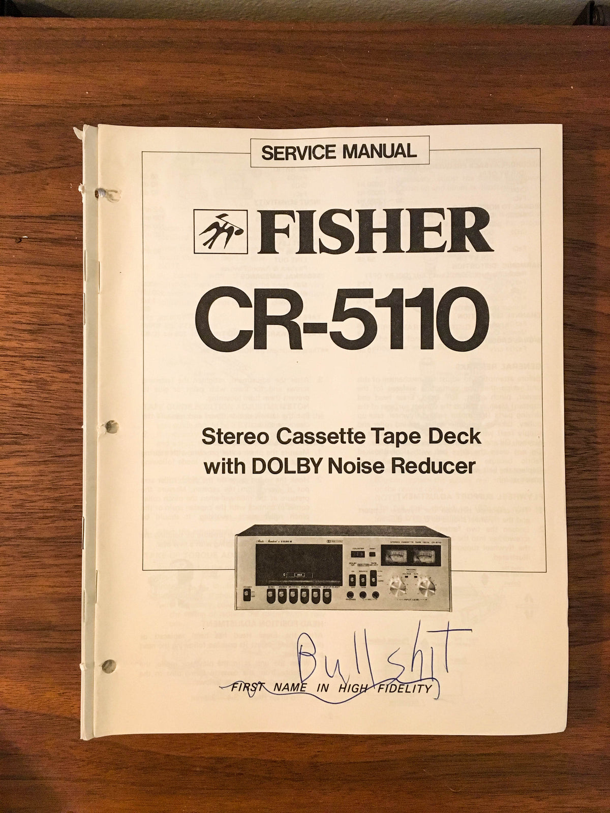Fisher CR-5110 Cassette Service Manual *Original*