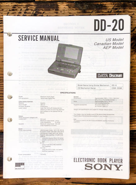 Sony DD-20 eBook Player  Service Manual *Original*