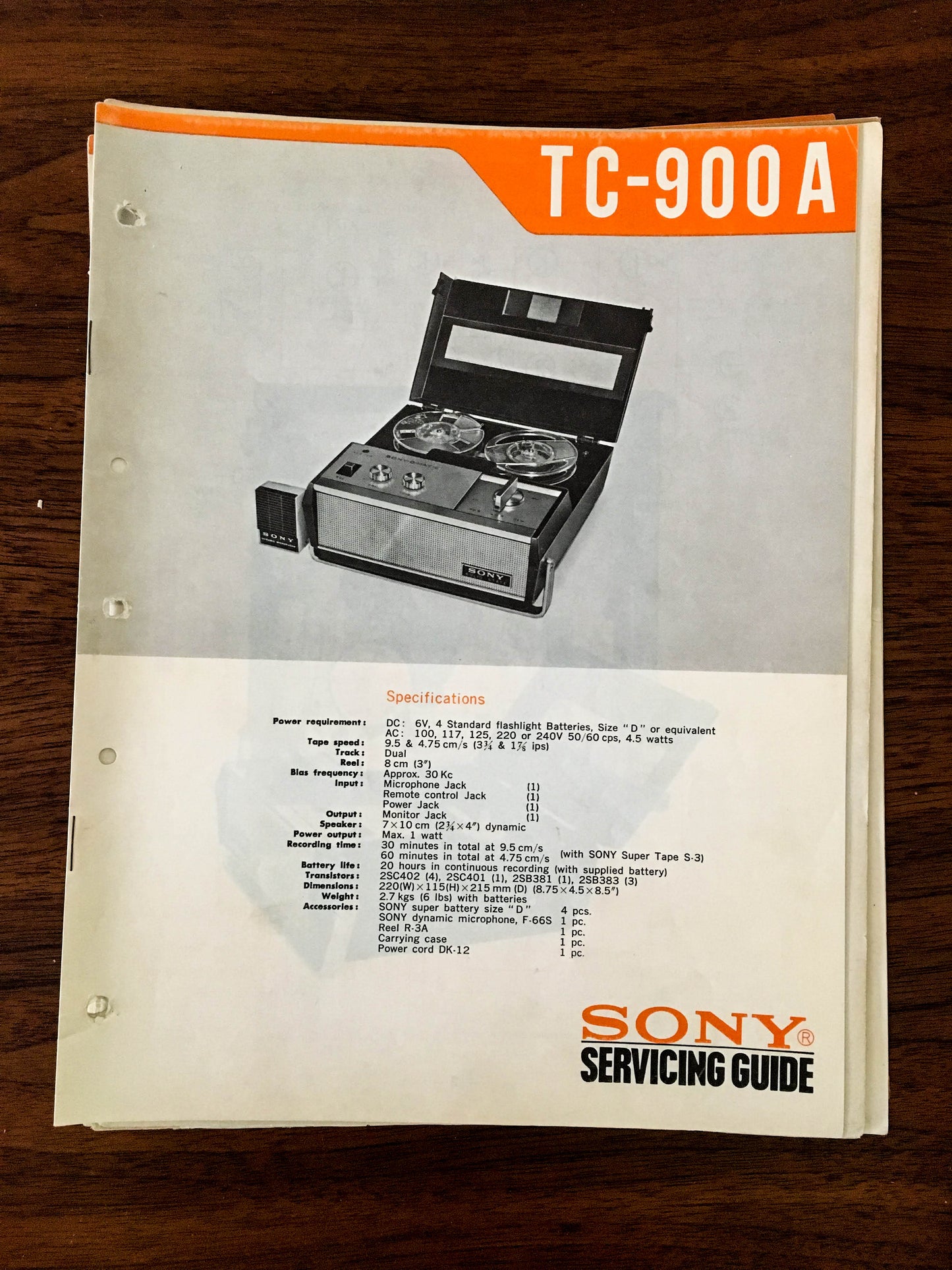 Sony TC-900A Reel to Reel Service Manual *Original*