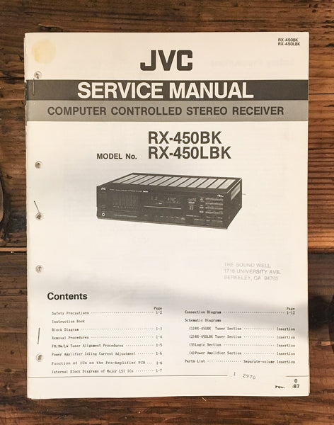 JVC RX-450 BK LBK Receiver Service Manual *Original*