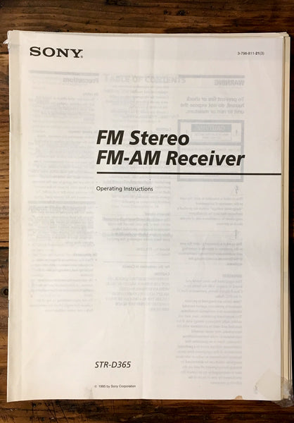 Sony STR-D365 Receiver User / Owner Manual *Original*