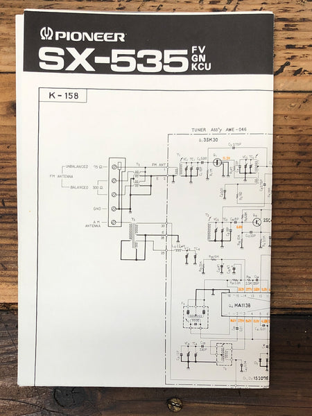 Pioneer SX-535 FV KCU Receiver Foldout Service Manual *Original*