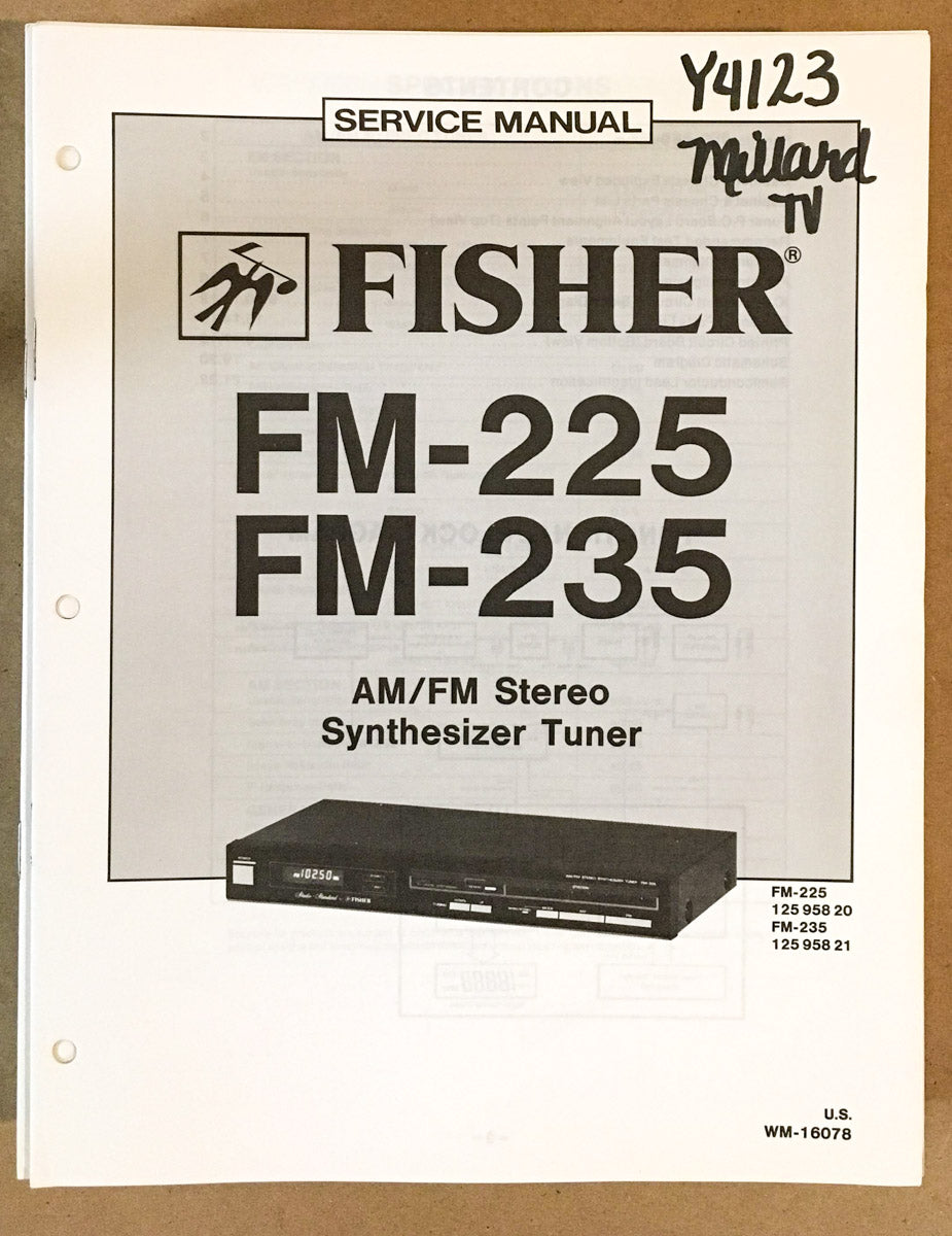 Fisher FM-225 FM-235 Tuner Service Manual *Original*
