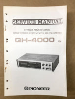 Pioneer QH-4000 8 Track Player Service Manual *Original* #1