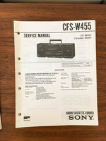 Sony CFS-W455 Boombox / Radio Service Manual *Original*