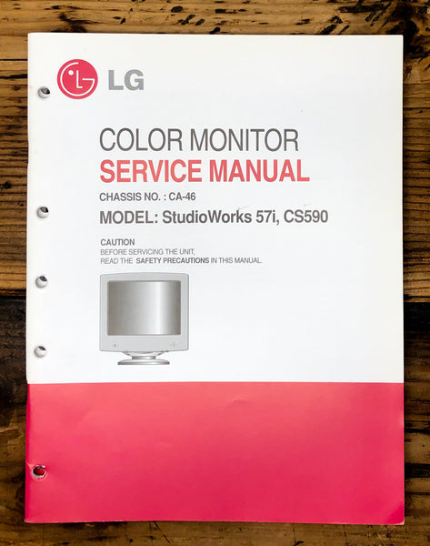 Goldstar CA-46 Studioworks 57i CS590 Color Monitor Service Manual *Original*