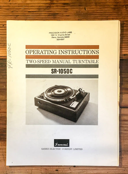 Sansui SR-1050C SR-1050 C Record Player / Turntable Service Manual *Original*