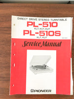 Pioneer PL-510 PL-510S Record Player / Turntable Service Manual *Original* #1