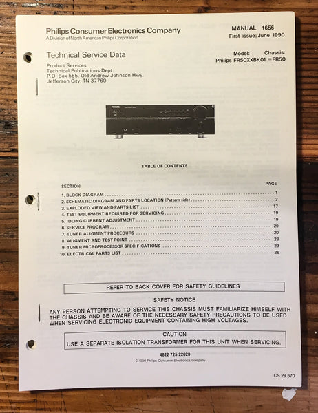Philips FR50 FR-50 Receiver  Service Manual *Original*