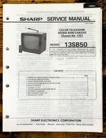 Sharp 13SB50 TV / Television Service Manual *Original*