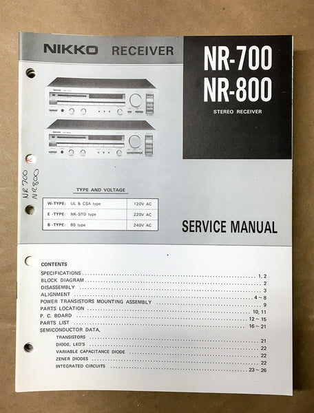 Nikko NR-700 NR-800 Receiver Service Manual *Original*