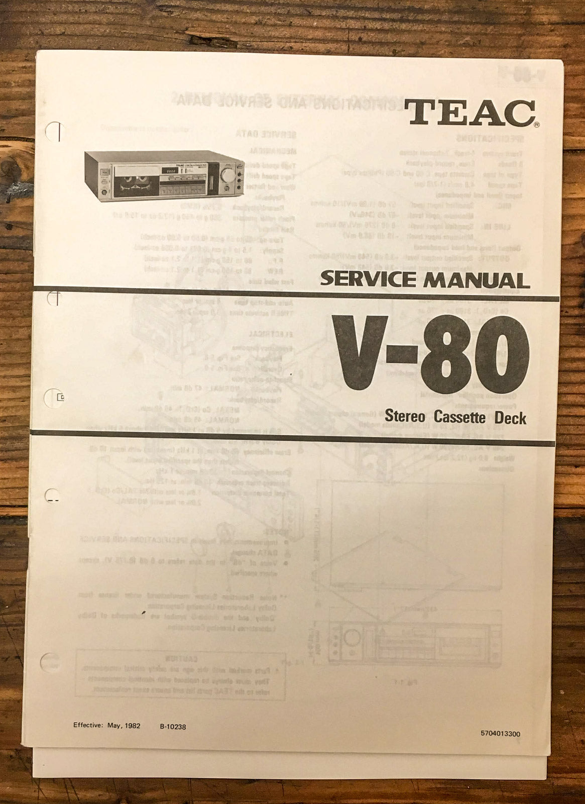 Teac V-80 Cassette Deck  Service Manual *Original*