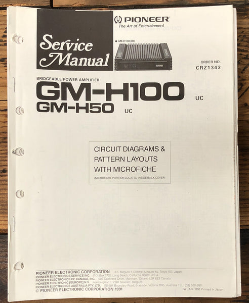 Pioneer GM-H100 GM-H50 Amplifier  Service Manual *Original*