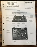 Kenwood KD-38R Record Player / Turntable Service Manual *Original*