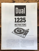 Dual Model 1225 Turntable / Record Player  Owner / User Manual *Original*