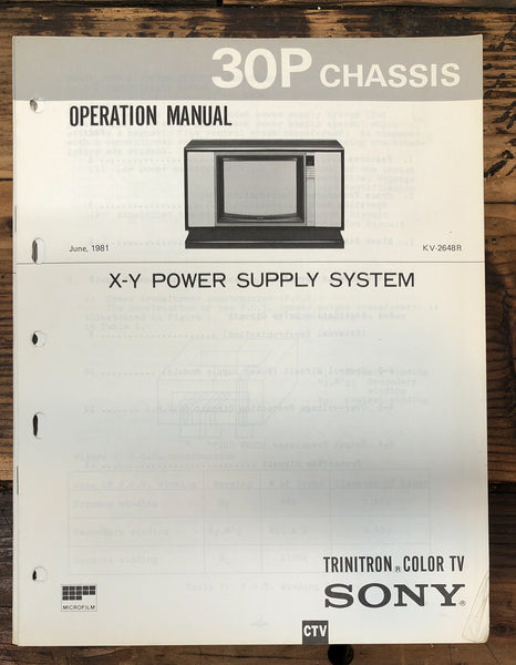 Sony 30P Chassis KV-2649R TV  Service Manual *Original*