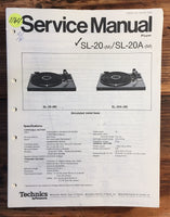 Technics SL-20 SL-20A Turntable / Record Player  Service Manual *Original*