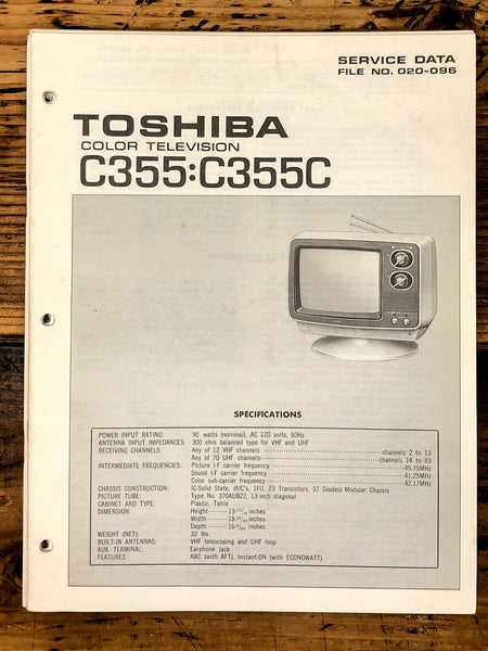 Toshiba C355 C355C TV / Television Service Manual *Original*