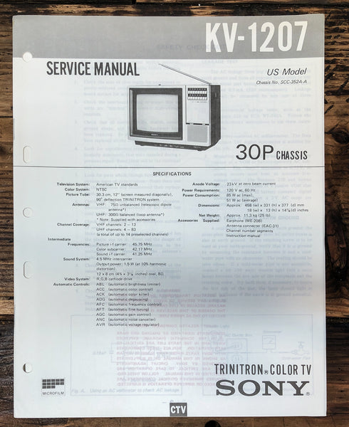 Sony KV-1207 TV  Service Manual *Original*