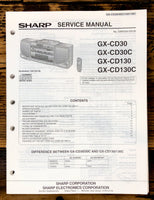 Sharp GX-CD30 CD30C CD130 CD130C Boombox / Radio Service Manual *Original*