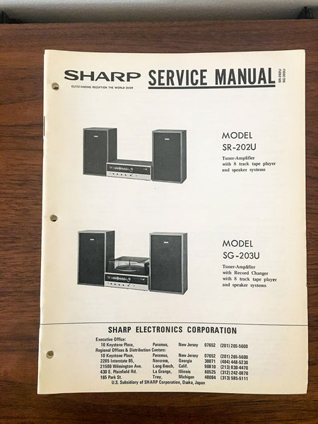 Sharp SR-202 U SG-203 U Stereo Service Manual *Original*