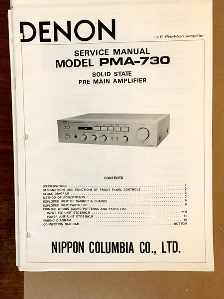 Denon PMA-730 Preamp / Preamplifier  Service Manual *Original*
