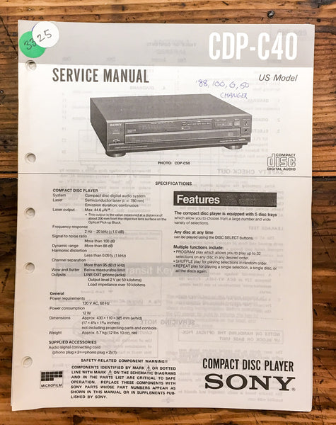 Sony CDP-C40 CD Player  Service Manual *Original*