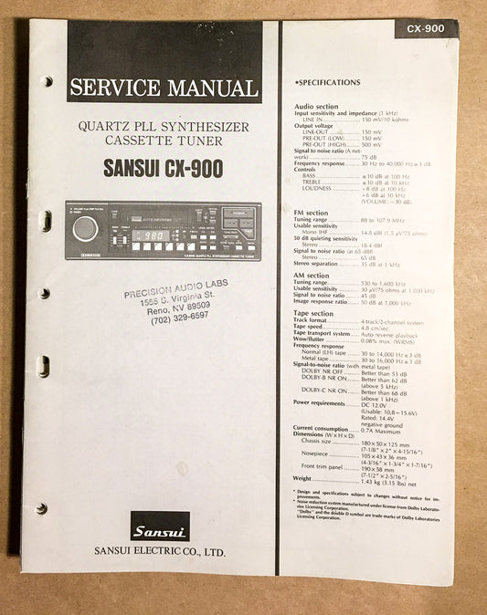 Sansui CD-X900 Car CD Player Service Manual *Original*