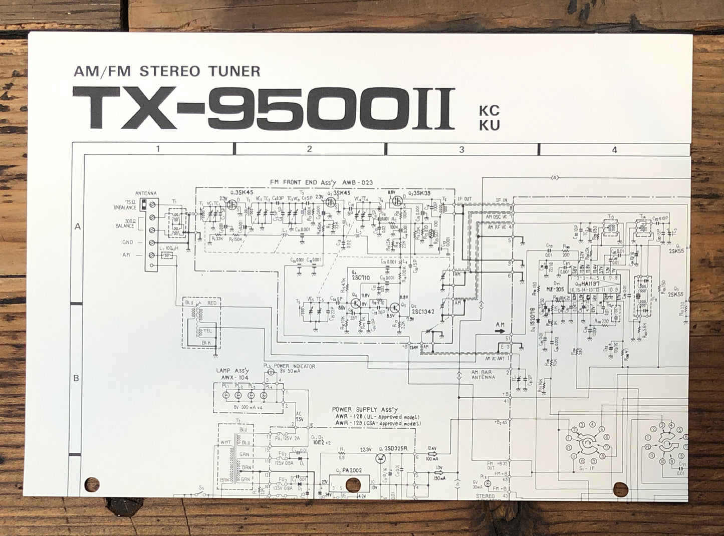 Pioneer TX-9500 II Tuner Large Fold Out Schematic *Original*