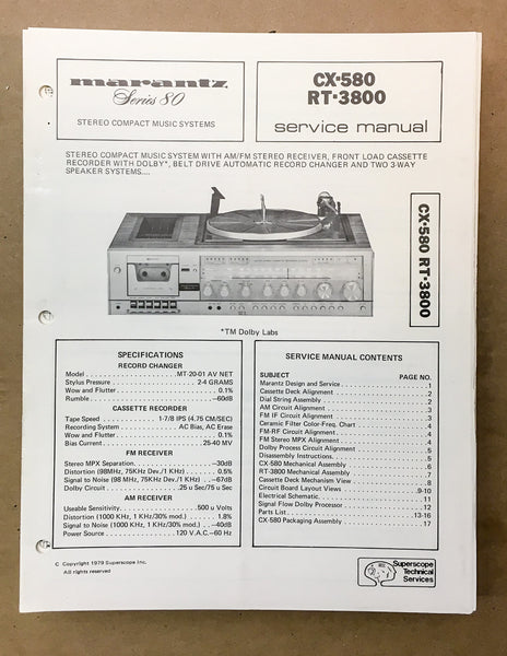 Marantz CX-580 RT-3800 Stereo Service Manual *Original* #1