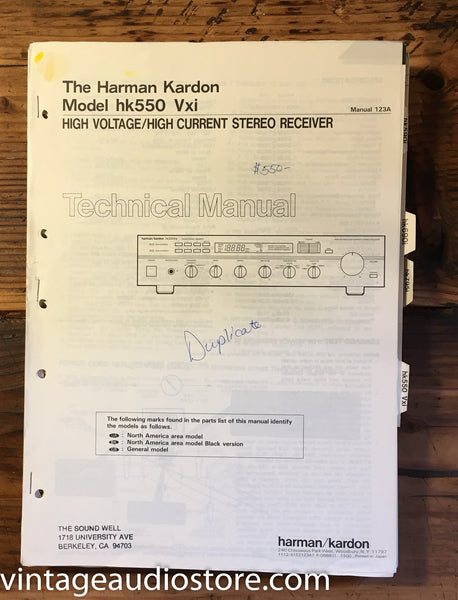 Harman Kardon HK550 Vxi HK 550 VXi   Service Manual *Original*