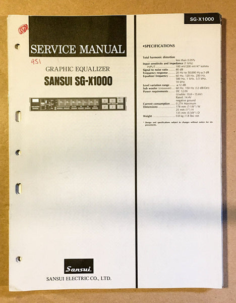 Sansui SG-X1000 Equalizer Service Manual *Original*