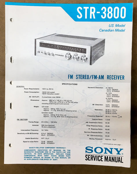 Sony STR-3800 Receiver Service Manual *Original*