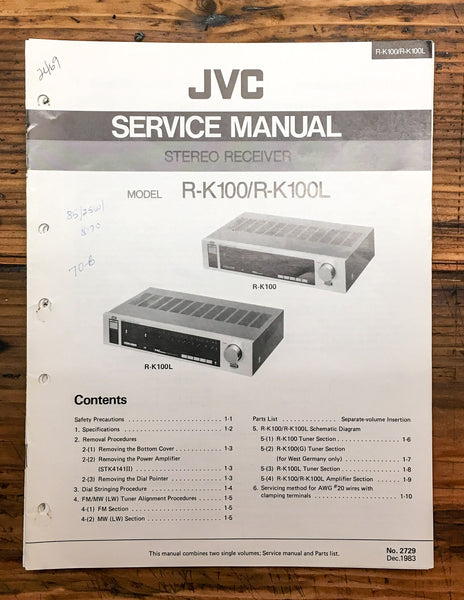 JVC R-K100 R-K100L Receiver  Service Manual *Original*