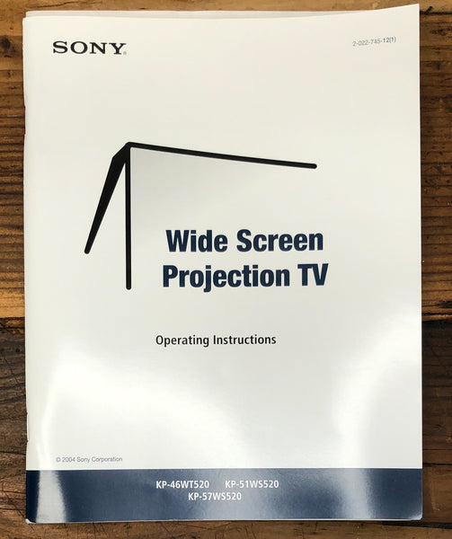 Sony KP-46WT520 -51WS520 -57WS520 TV  Owners / User Manual *Original*