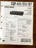 Sony CDP-411 CDP-511 CDP-D7  Service Manual *Original*