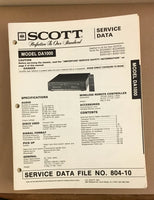 Scott DA1000 CD Player  Service Manual *Original*