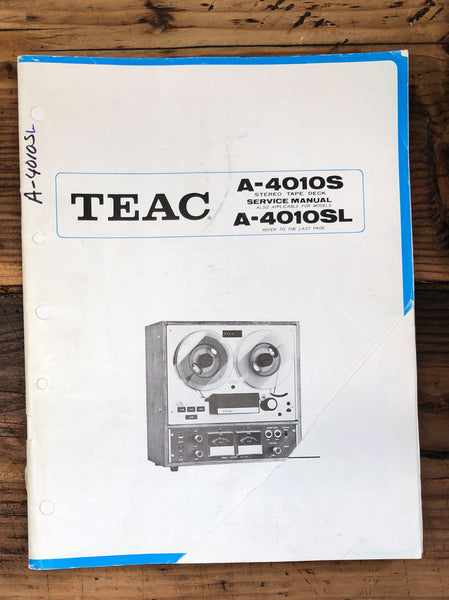 Teac A-4010S A-4010SL Reel to Reel  Service Manual *Original*