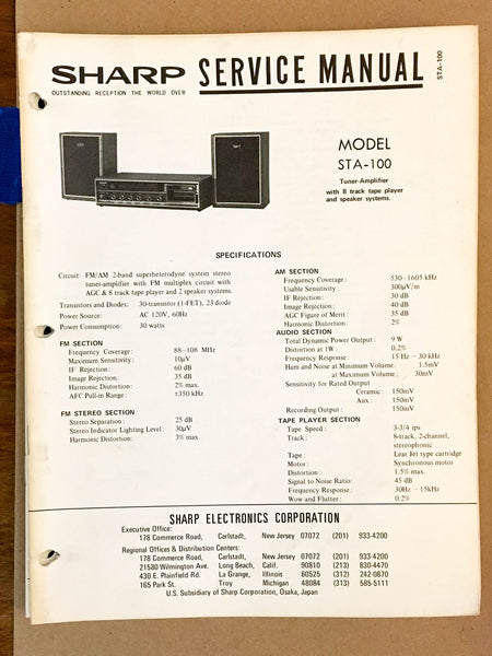 Sharp STA-100 Tuner / Amplifier  Service Manual *Original*