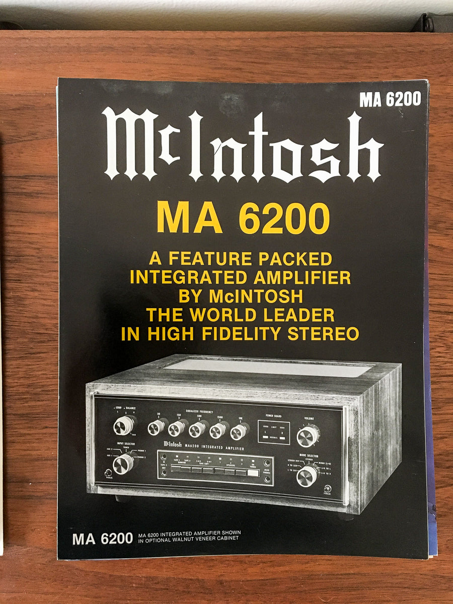 McIntosh MA 6200 Amplifier Dealer Spec Sheet *Original*